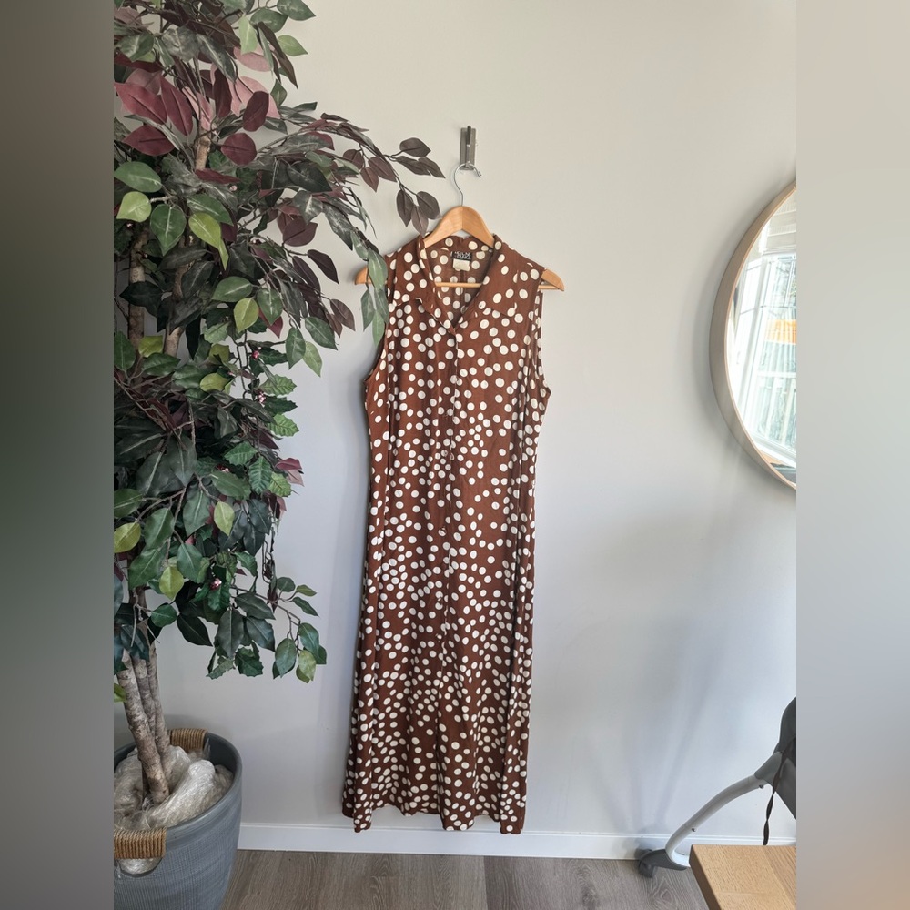 Vintage Chocolate and Cream Polka Dot Maxi Dress